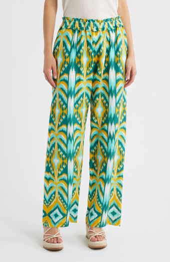 FARM Rio Tropical Tapestry Wide Leg Linen Blend Pants