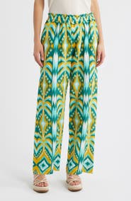FARM Rio Tropical Tapestry Wide Leg Linen Blend Pants