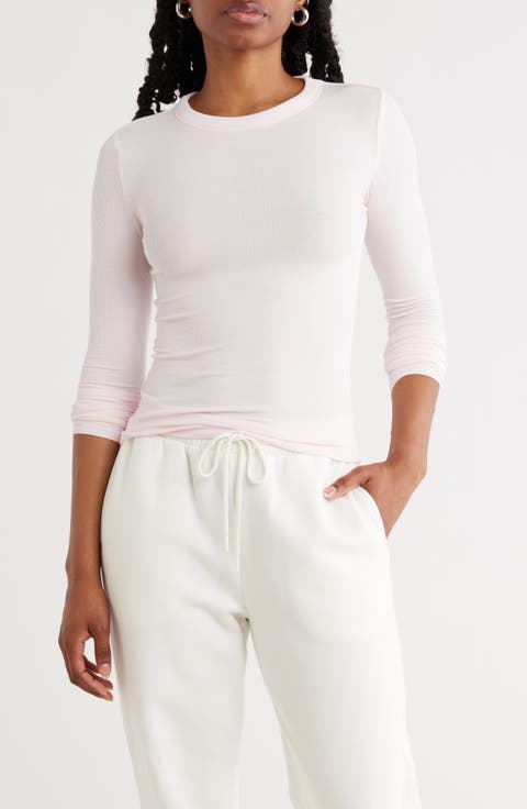 Long Sleeve Rib Knit T-Shirt