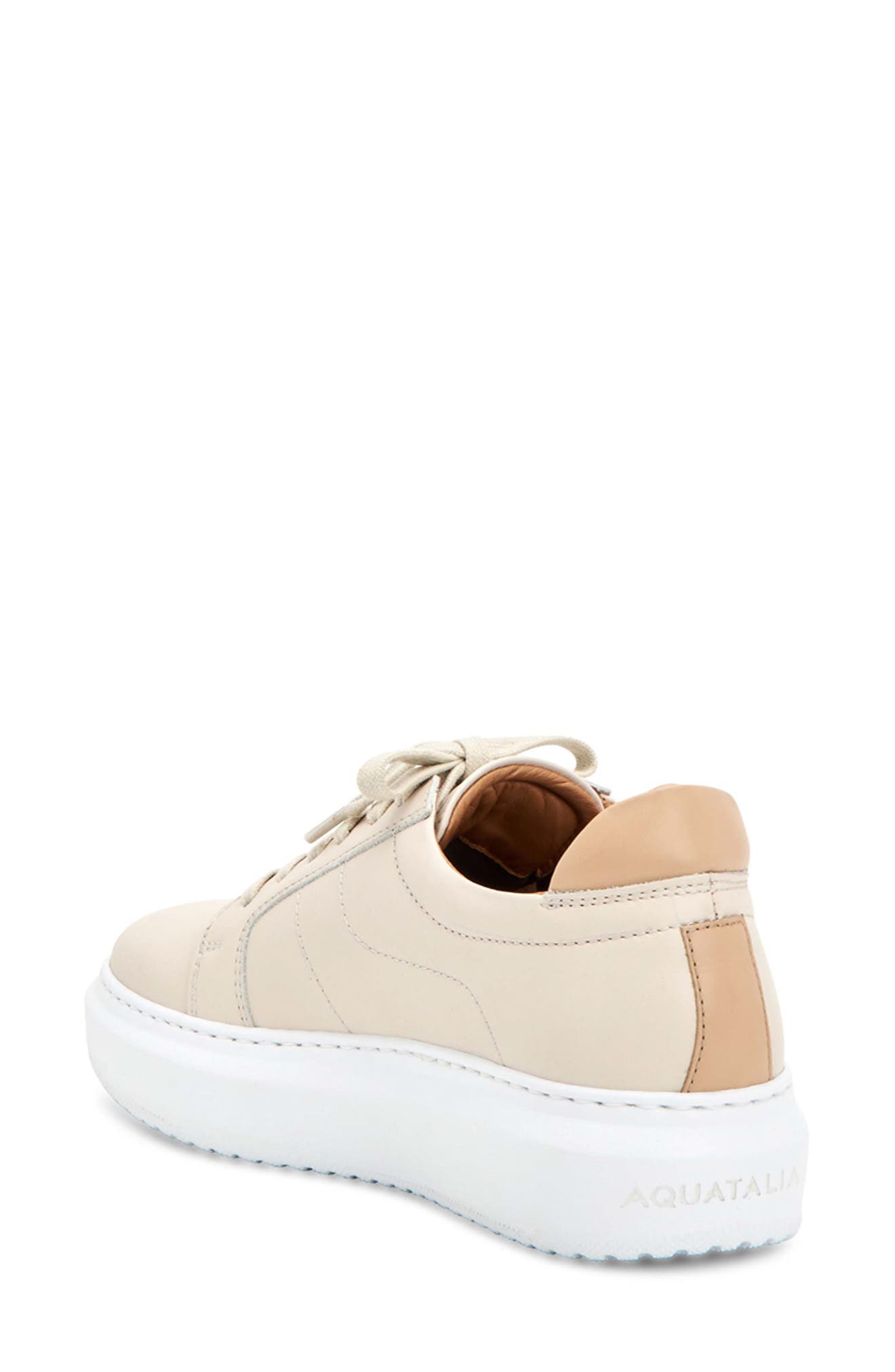 Liz Calfskin Leather Sneaker, Alternate, color, OFF WHITE/ CAPPUCCINO
