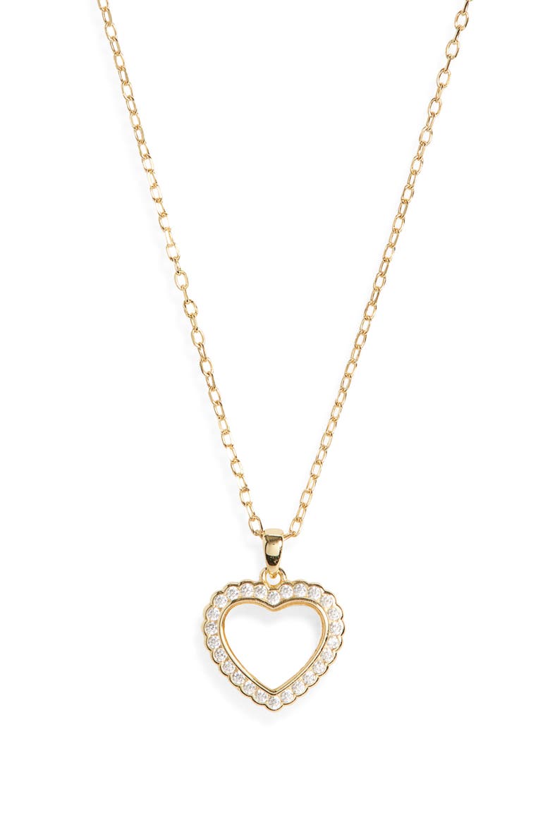 Mother-of-Pearl Pavé Heart Pendant Necklace, Main, color, GOLD/ WHITE
