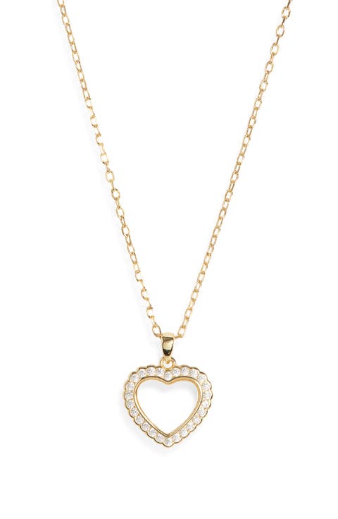 Mother-of-Pearl Pavé Heart Pendant Necklace