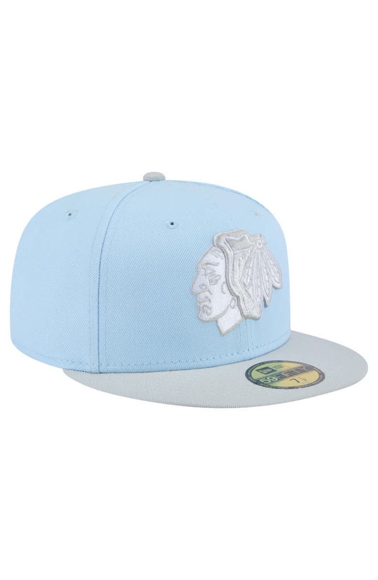 New Era Men's New Era  Light Blue/Gray Chicago Blackhawks Color Pack Two-Tone 59FIFTY Fitted Hat, Alternate, color, 