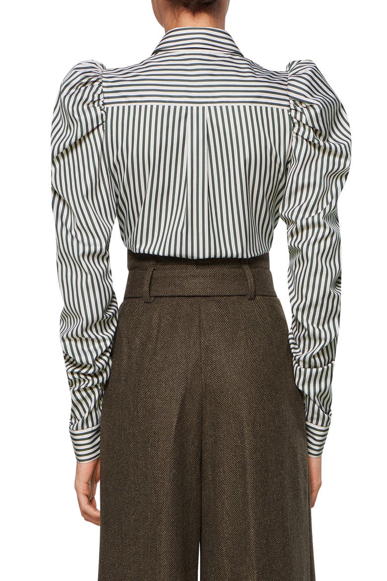 Gemma Stripe Puff Sleeve Blouse, Alternate, color, GREEN BANGLE STRIPE