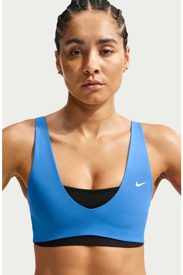 Sculpt Dri-FIT Strappy Sports Bra, Alternate, color, LT PHOTO BLUE/ BLACK/ WHITE