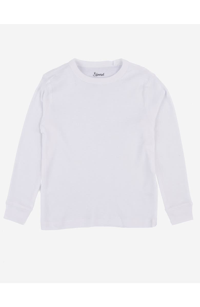 Leveret Kids Long Sleeve T-Shirt, 100% Cotton, Solid Colors, Main, color, White