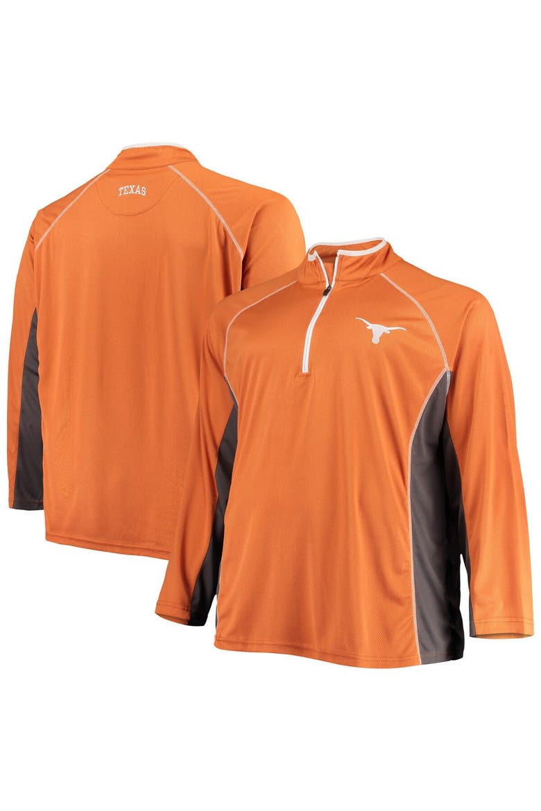Men's Texas Orange Texas Longhorns Big & Tall Textured Raglan Quarter-Zip Jacket, Main, color, Burnt Orange