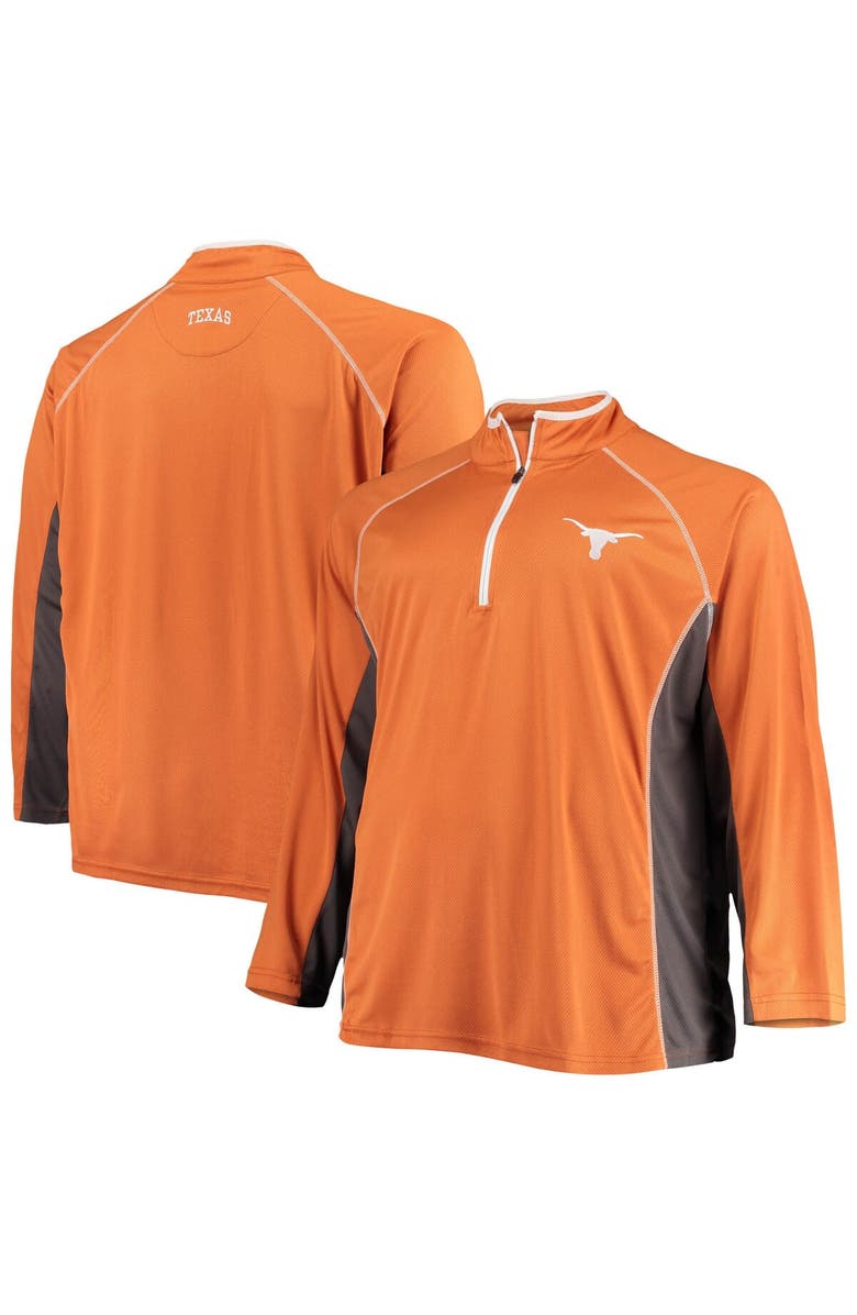 PROFILE Men's Texas Orange Texas Longhorns Big & Tall Textured Raglan Quarter-Zip Jacket, Main, color, 