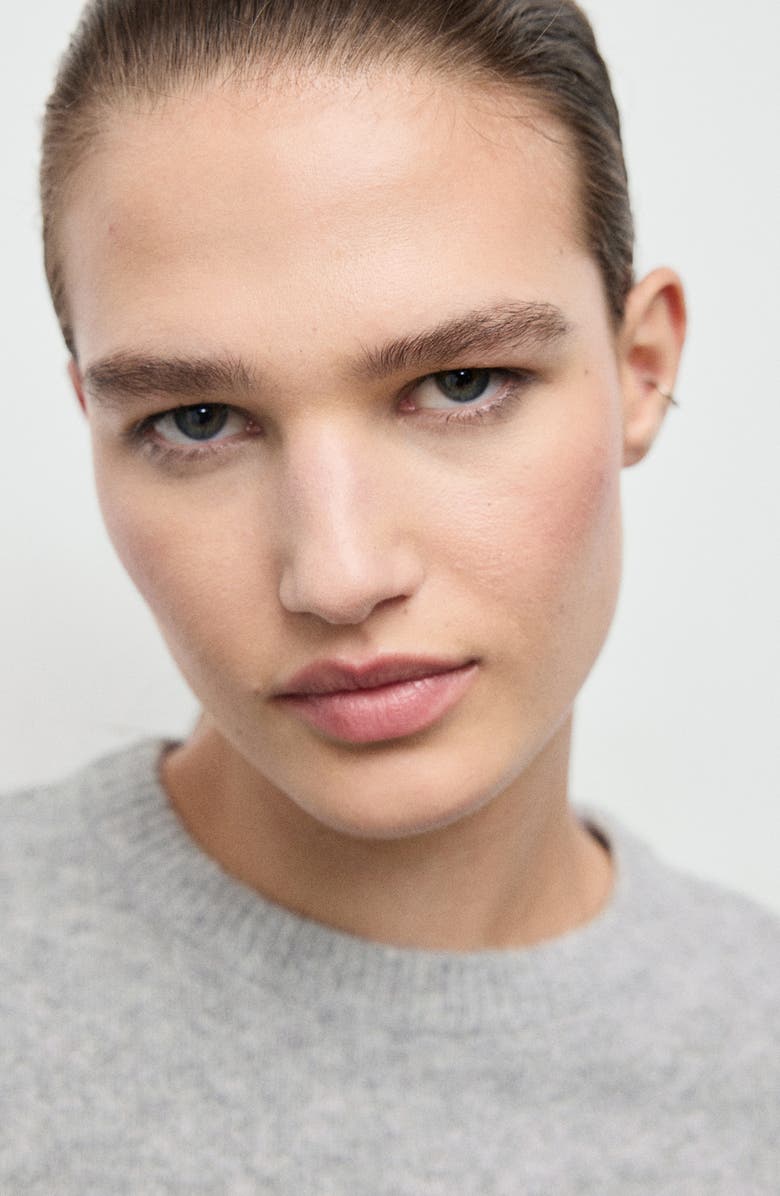 MANGO Short Sleeve Sweater, Alternate, color, Medium Heather Grey