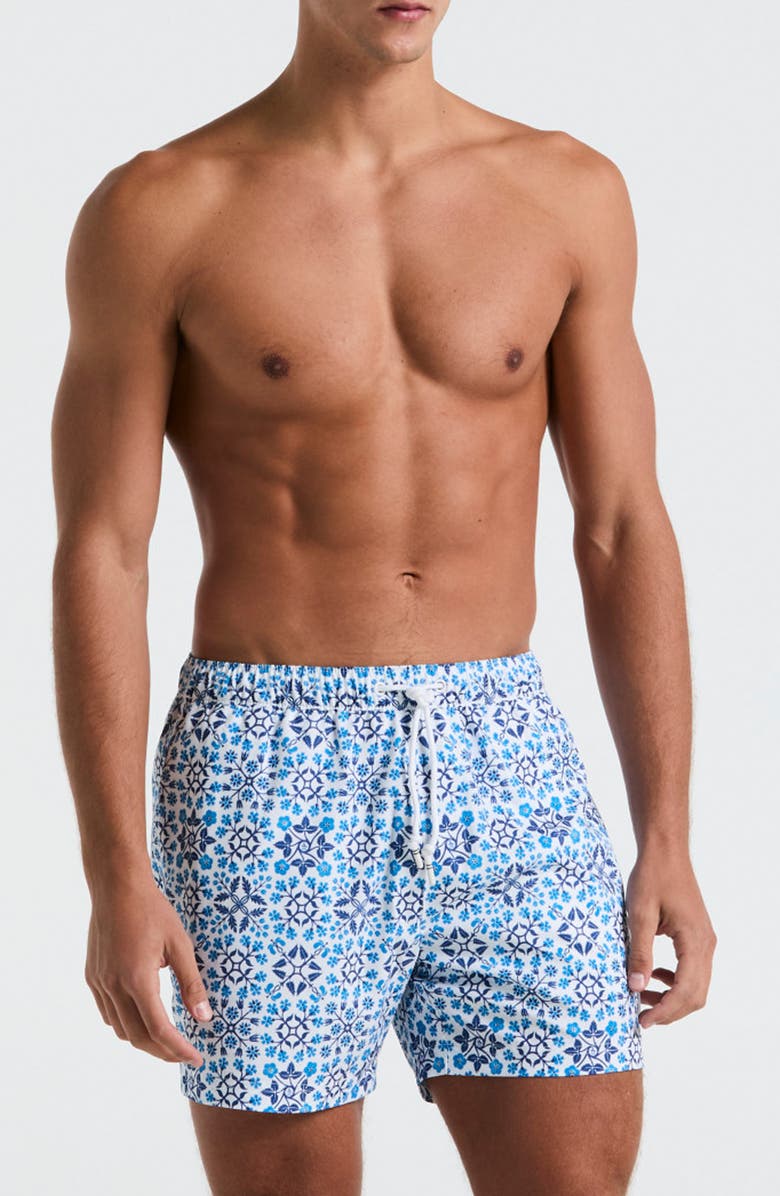 Original Penguin 5-Inch Box Talav Swim Trunks, Main, color, Bright White