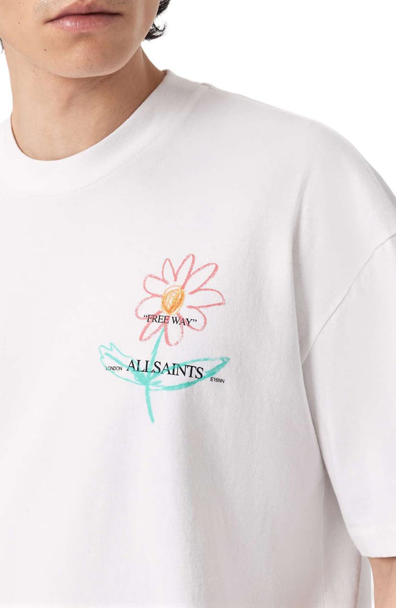 AllSaints Crayo Floral Cotton Graphic T-Shirt, Alternate, color, Ashen White