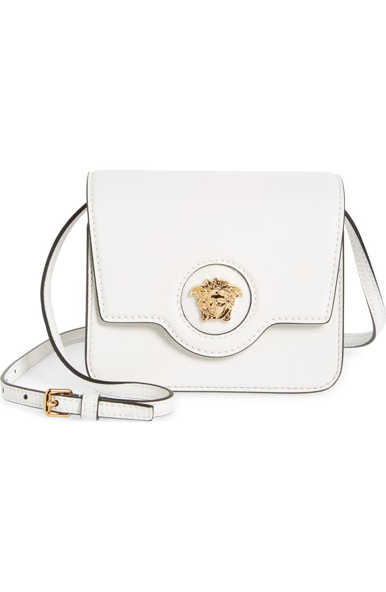 Versace La Medusa Leather Shoulder Bag, Main, color,