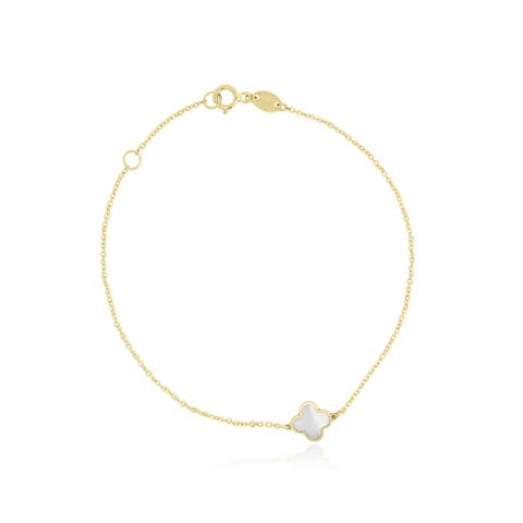 Mini Mother of Pearl Single Clover Bracelet