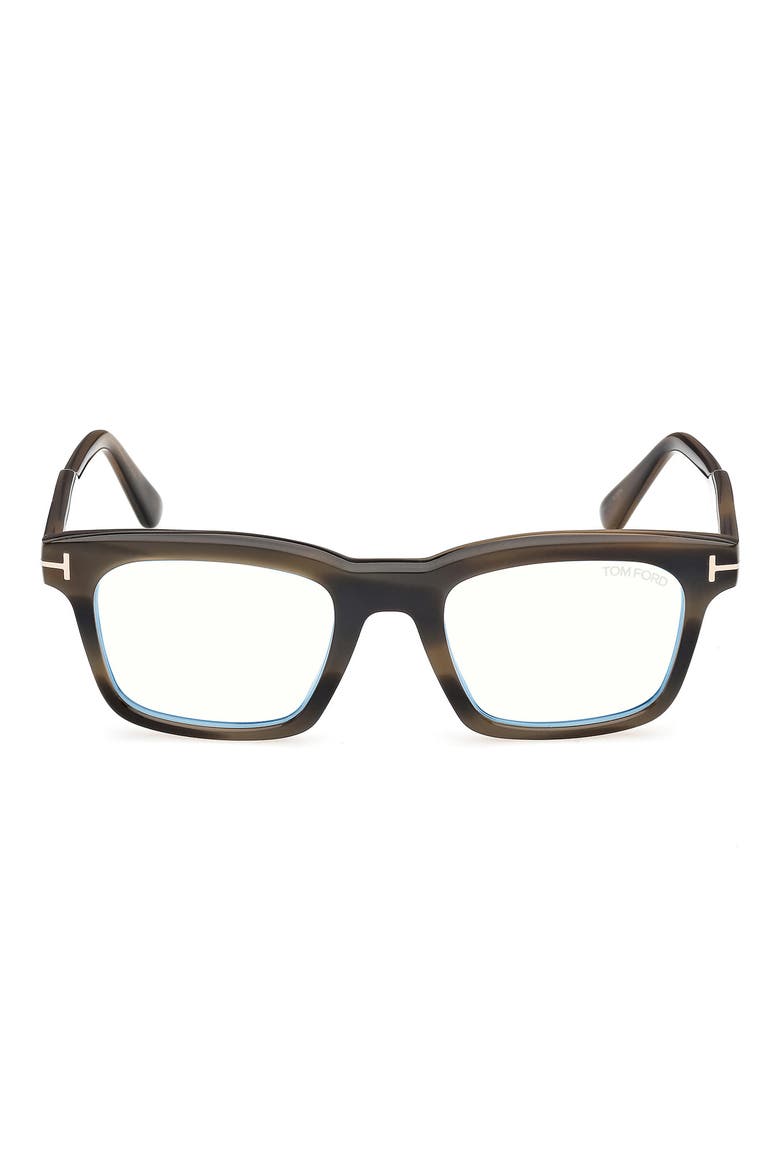 51mm Square Optical Glasses, Main, color, SHINY KHAKI GREEN HAVANA