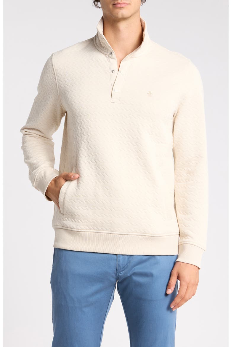 Quilted Quarter-Snap Pullover, Main, color, BIRCH