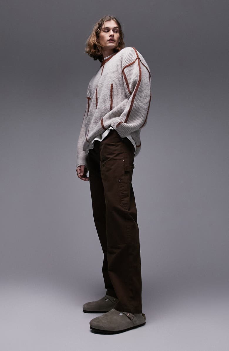 Topman Contrast Seam Sweater, Alternate, color,