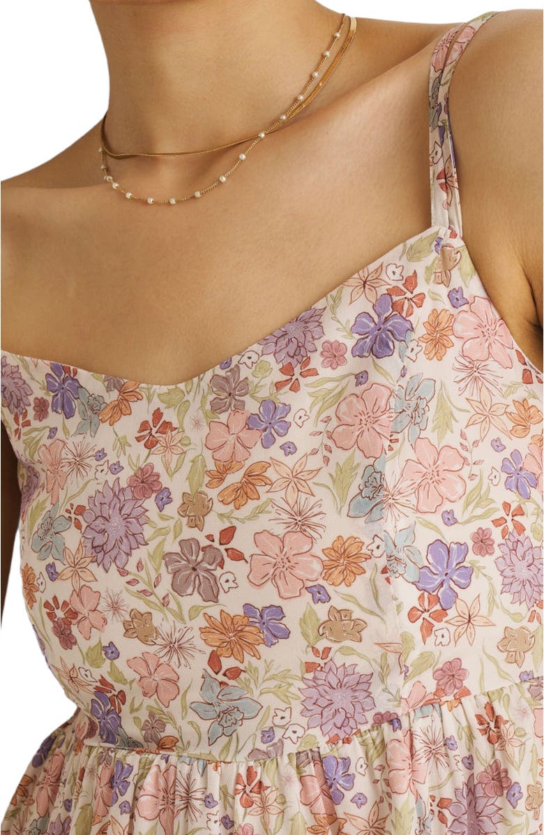 Reistor Strappy Gathered Midi Dress Remixed Florals, Alternate, color, Multicolored Florals