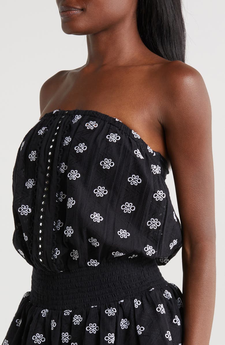 Ramy Brook Rita Eyelet Strapless Cotton Cover-Up Minidress, Alternate, color,