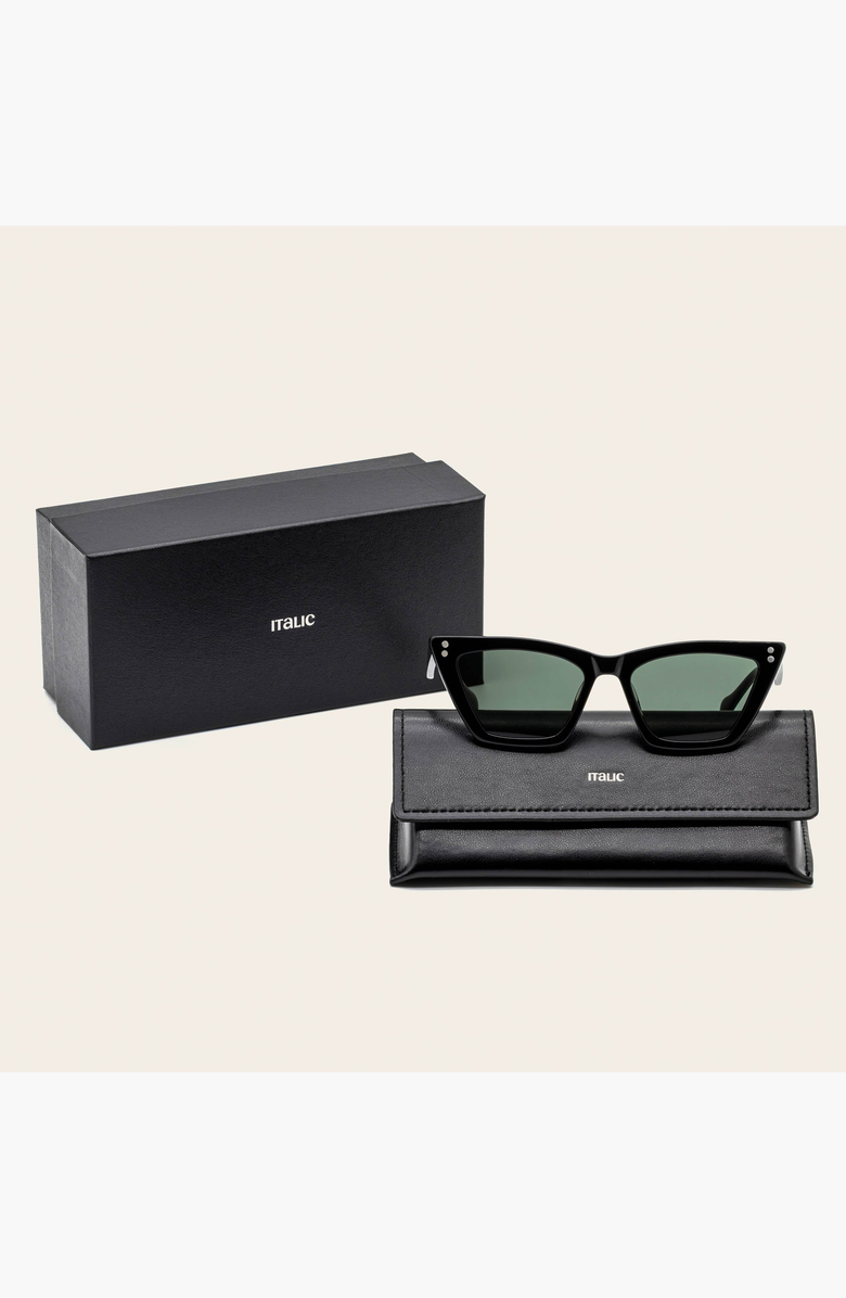 Italic Keira Cat-Eye Italian Acetate Sunglasses, Alternate, color, Black