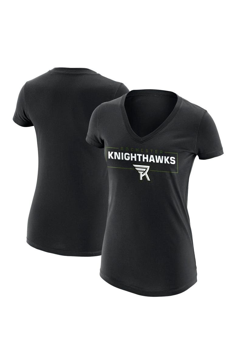 ADPRO Sports Women's Black Rochester Knighthawks Primary Logo V-Neck T-Shirt, Main, color, 