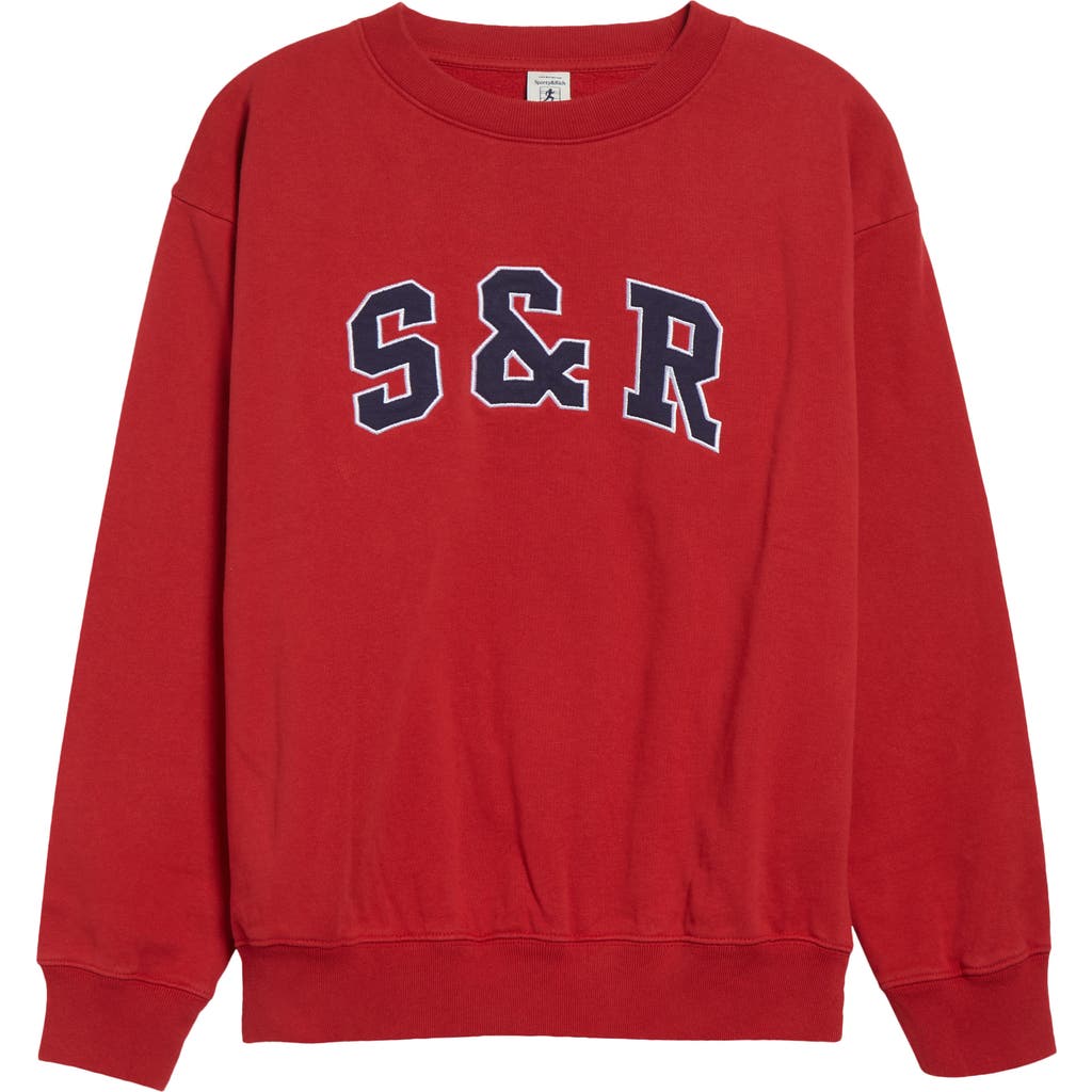 Sporty And Rich Sporty & Rich Ivy Logo Appliqué Cotton Graphic Sweatshirt In Red