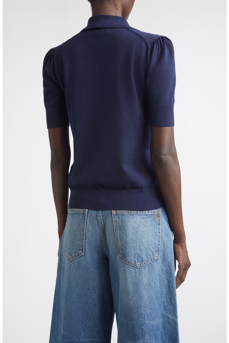 Fallon Silk & Cotton Blend Polo Sweater, Alternate, color, MIDNIGHT