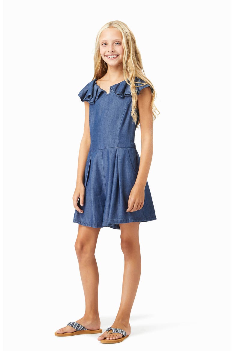 Habitual Flutter Sleeve Romper, Alternate, color, INDIGO