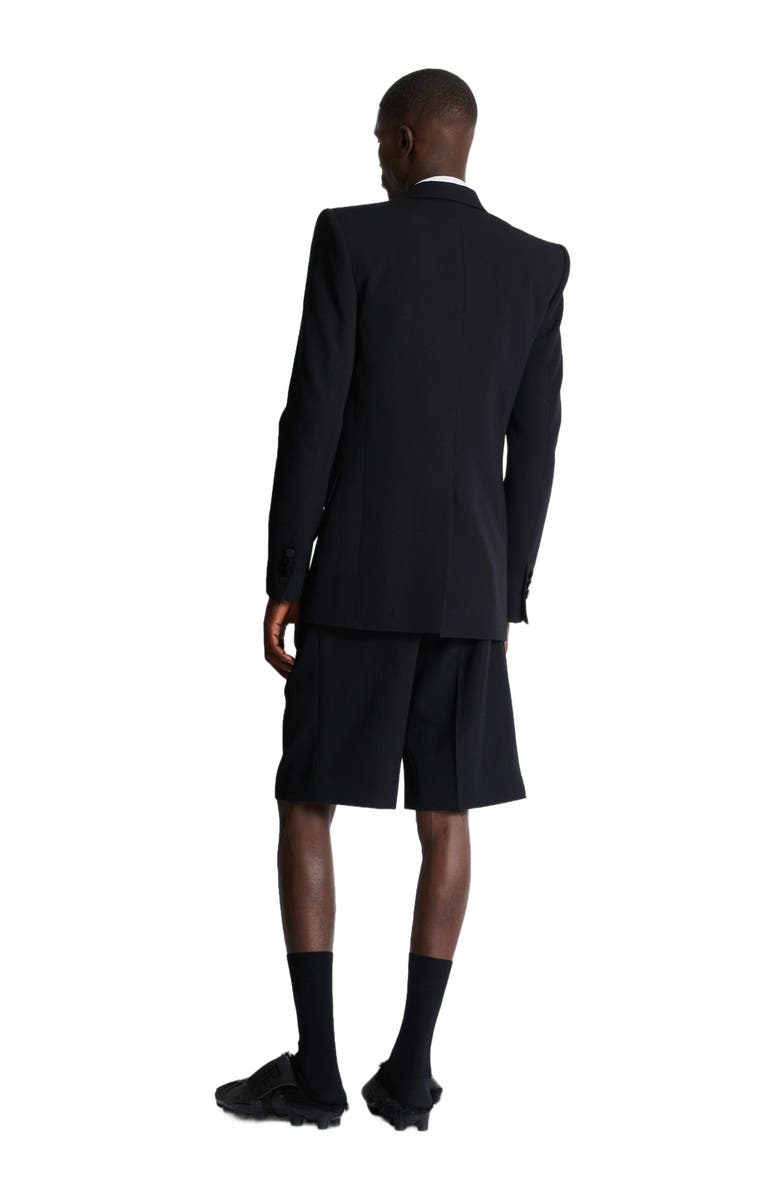 Balmain Grain De Poudre Blazer With Satin Lapels, Alternate, color, Black