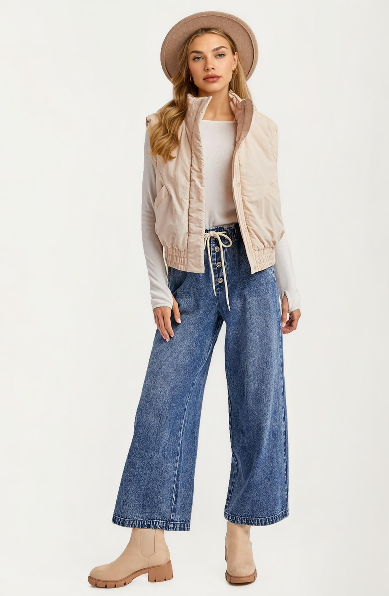 Knit and Lounge Wide Leg Drawstring Denim Pants, Alternate, color, 