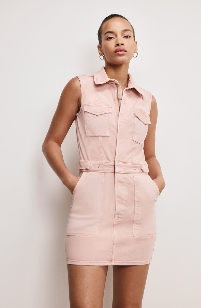 Good American Fit for Success Sleeveless Denim Minidress, Alternate, color, 