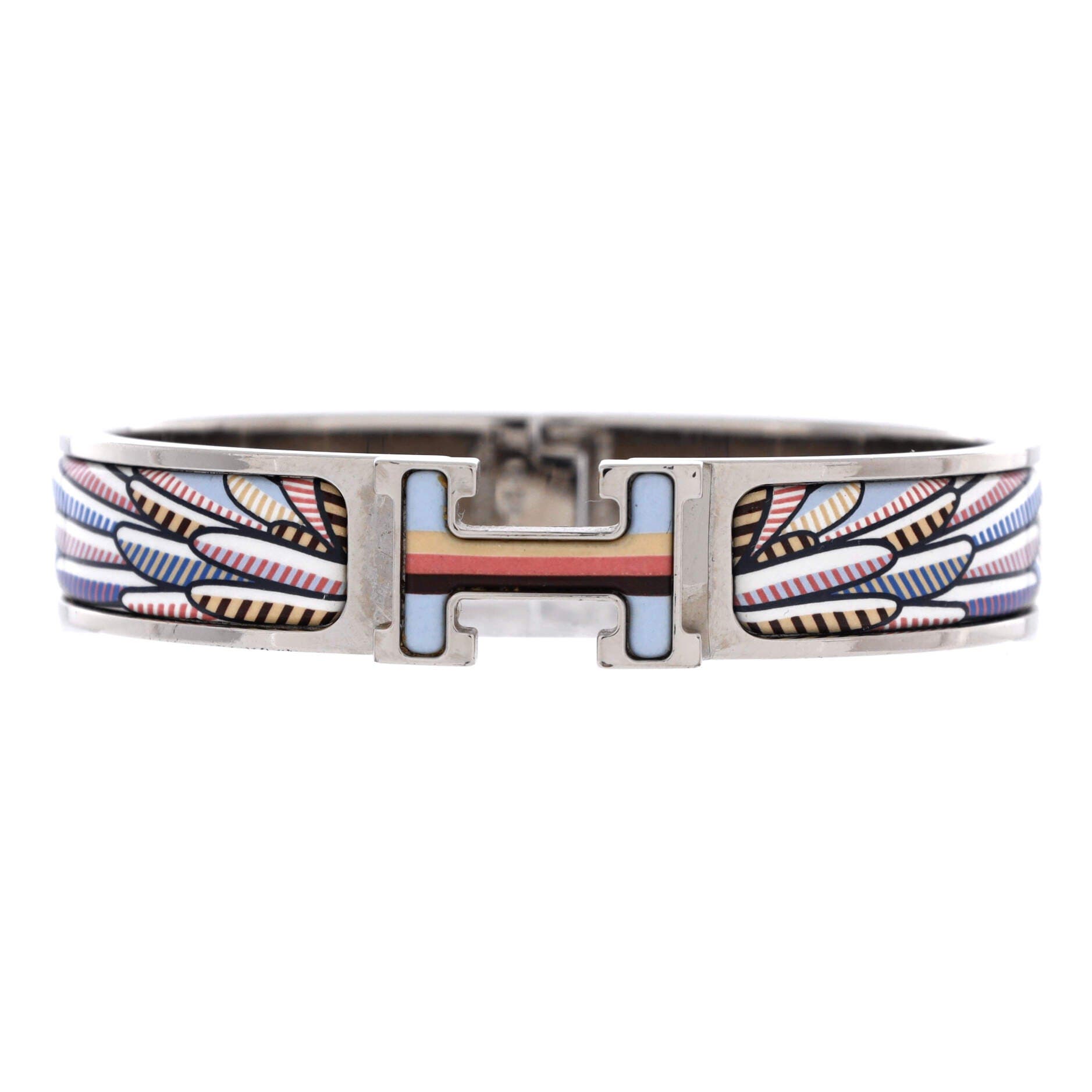 Clic H Bracelet Printed Enamel Narrow, Main, color, Blue