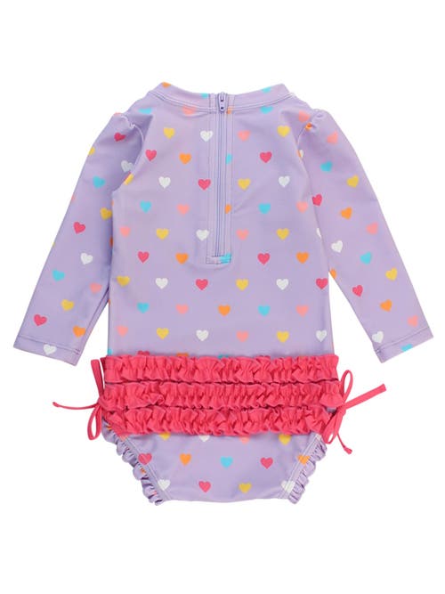 Rufflebutts Baby Girls Long Sleeve Upf50+ One Piece Rash Guard In Purple