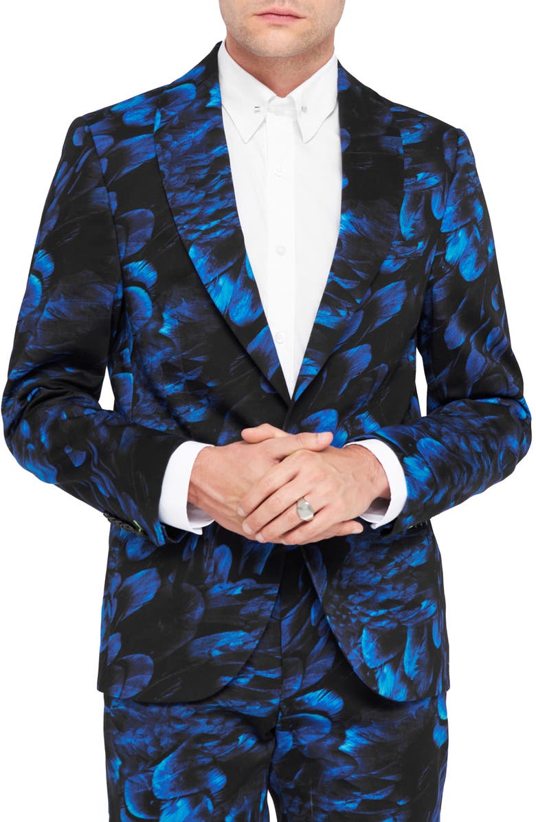Twisted Tailor Heron Slim Fit Blue Floral Suit Jacket, Main, color,