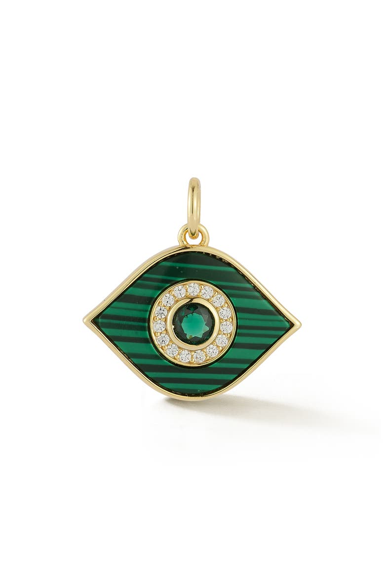 14k Gold Plate Evil Eye Charm, Main, color, GREEN GOLD