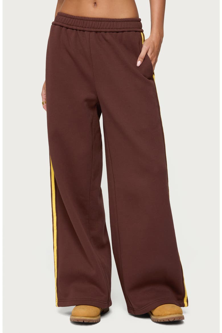 Sorin Side Stripe Wide Leg Sweatpants, Main, color, BROWN
