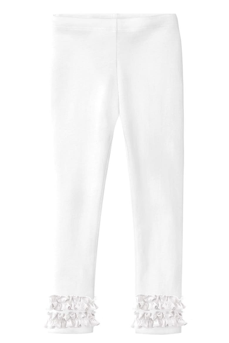 Baby Girls Soft 100% Cotton Ruffle Leggings, Main, color, White