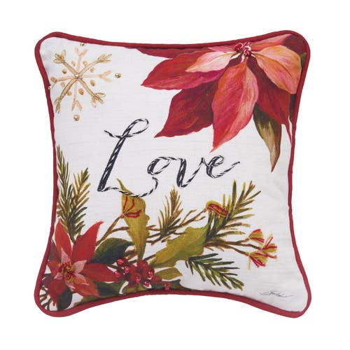 C & F Home C&f Home Love Poinsettia Small/petite Christmas Accent Pillow, 10" X 10" In Red