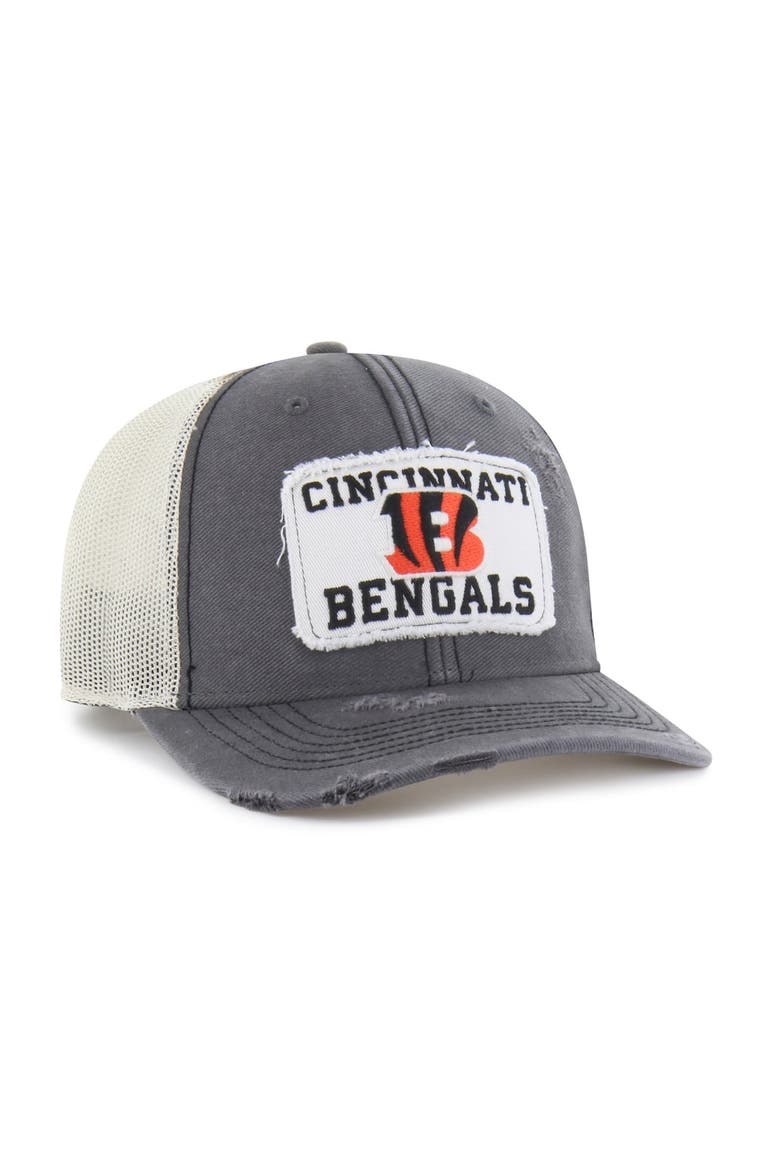 Men's '47 Charcoal Cincinnati Bengals Egremont Well-Worn Adjustable Trucker Hat, Alternate, color, Charcoal