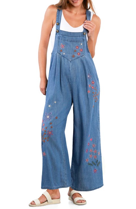 In Full Bloom Denim Overalls