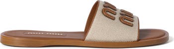 Logo Canvas Slide Sandal
