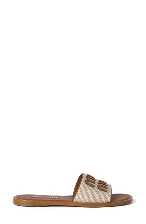 MIU MIU MIU MIU LOGO CANVAS SLIDE SANDAL