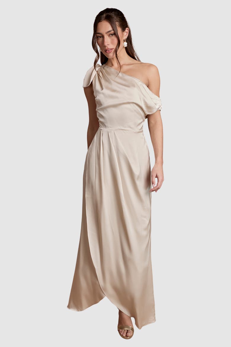 Detail Bow Maxi Dress, Alternate, color, Champagne