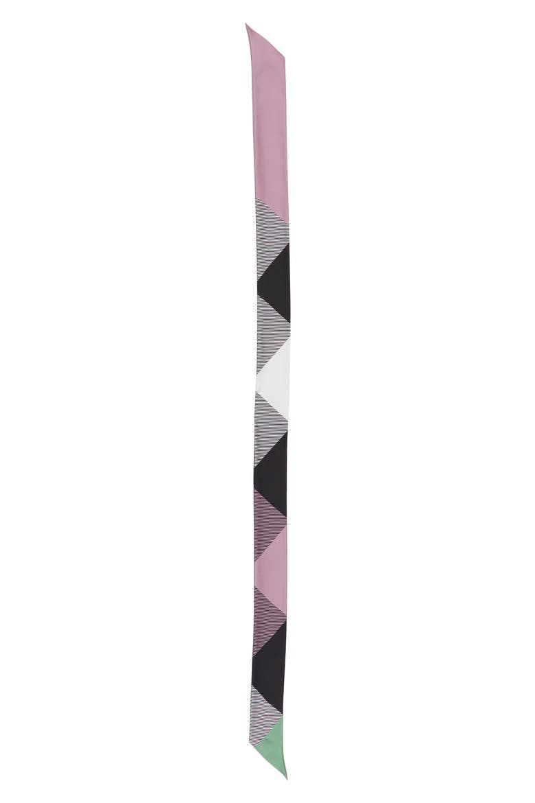 Mega Check Silk Skinny Scarf, Alternate, color, PALE LILAC