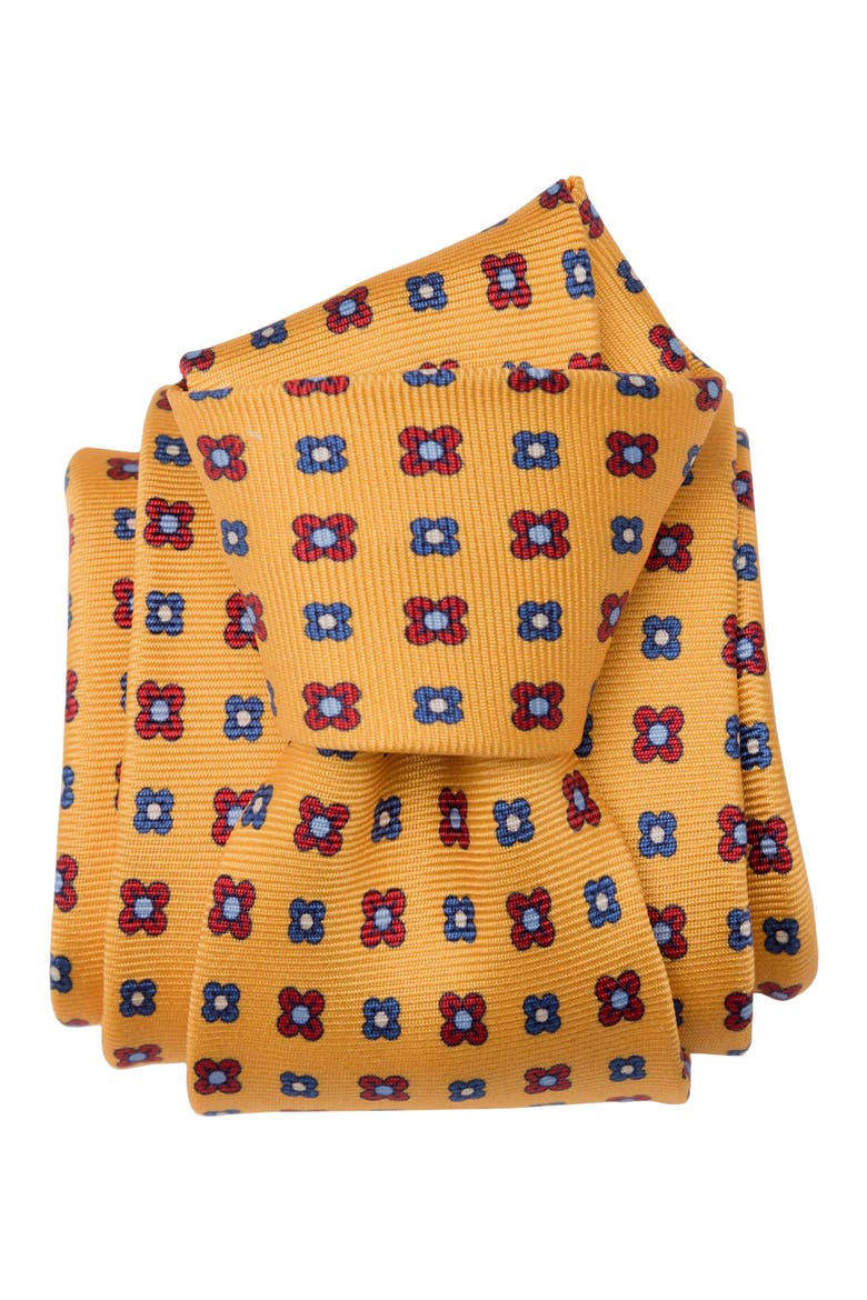 Siracusa - Printed Silk Tie for Men, Alternate, color, Sunflower Yellow