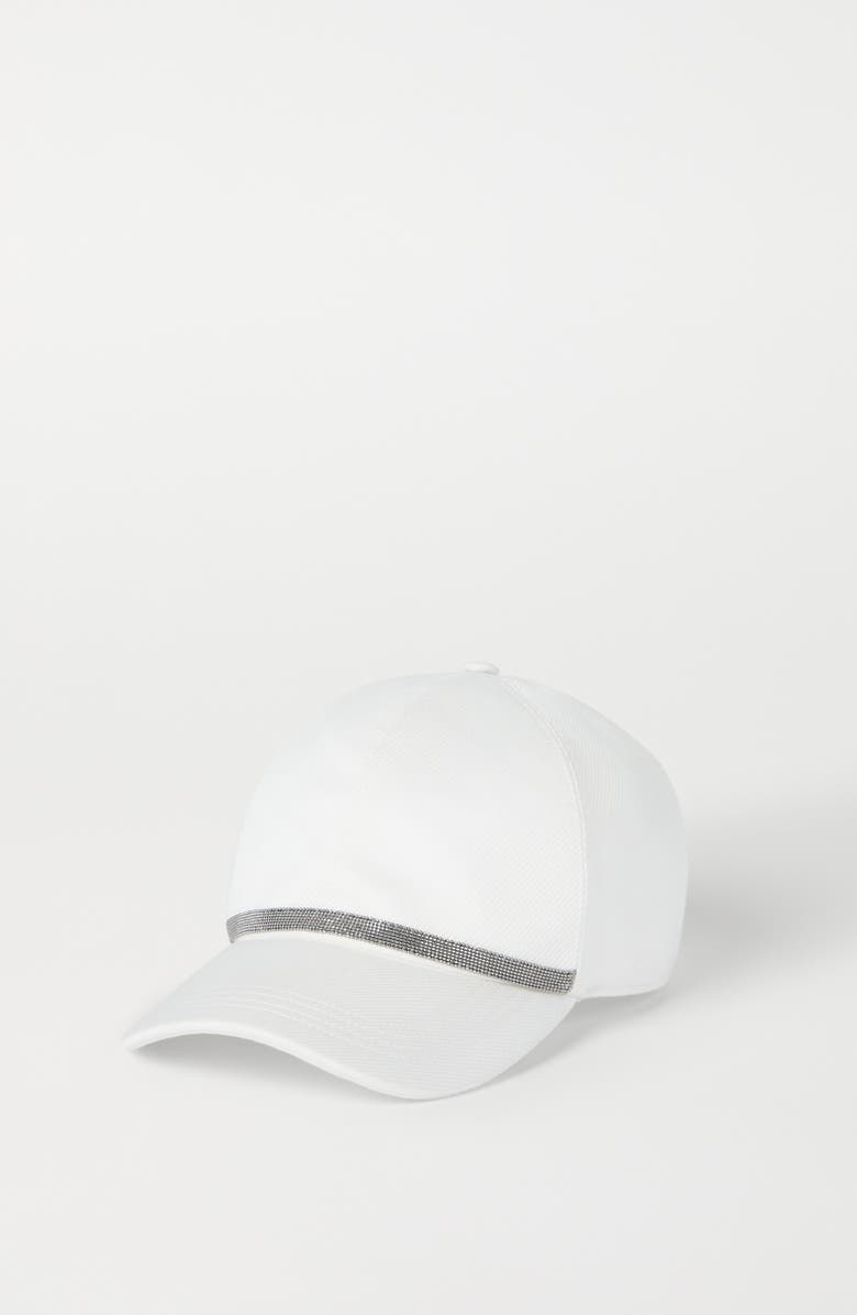 Brunello Cucinelli Baseball Cap with monili, Alternate, color, White