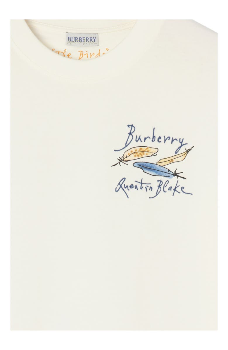 Burberry Feather Print Cotton T-shirt, Alternate, color, Chalk White