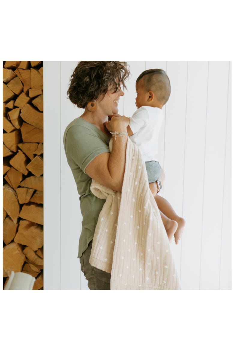 Cotton Muslin Baby Quilt, Alternate, color, TAUPE CROSS