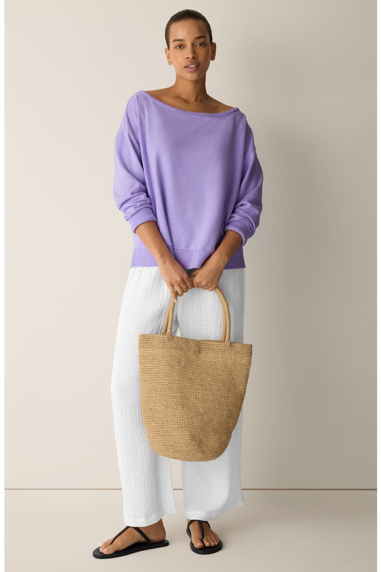 Bateau Neck Organic Cotton Sweatshirt, Alternate, color, LAVENDAR