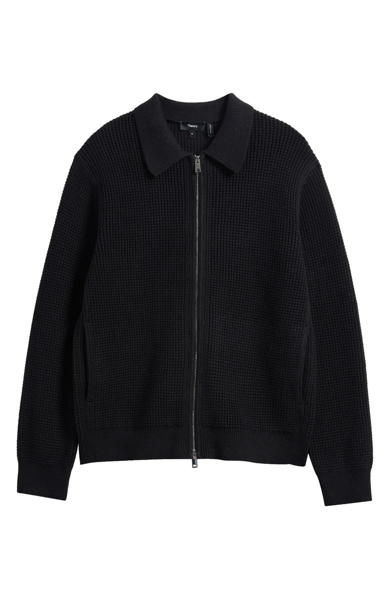 Theory Gary Waffle Knit Zip Cardigan, Alternate, color, Black - 001