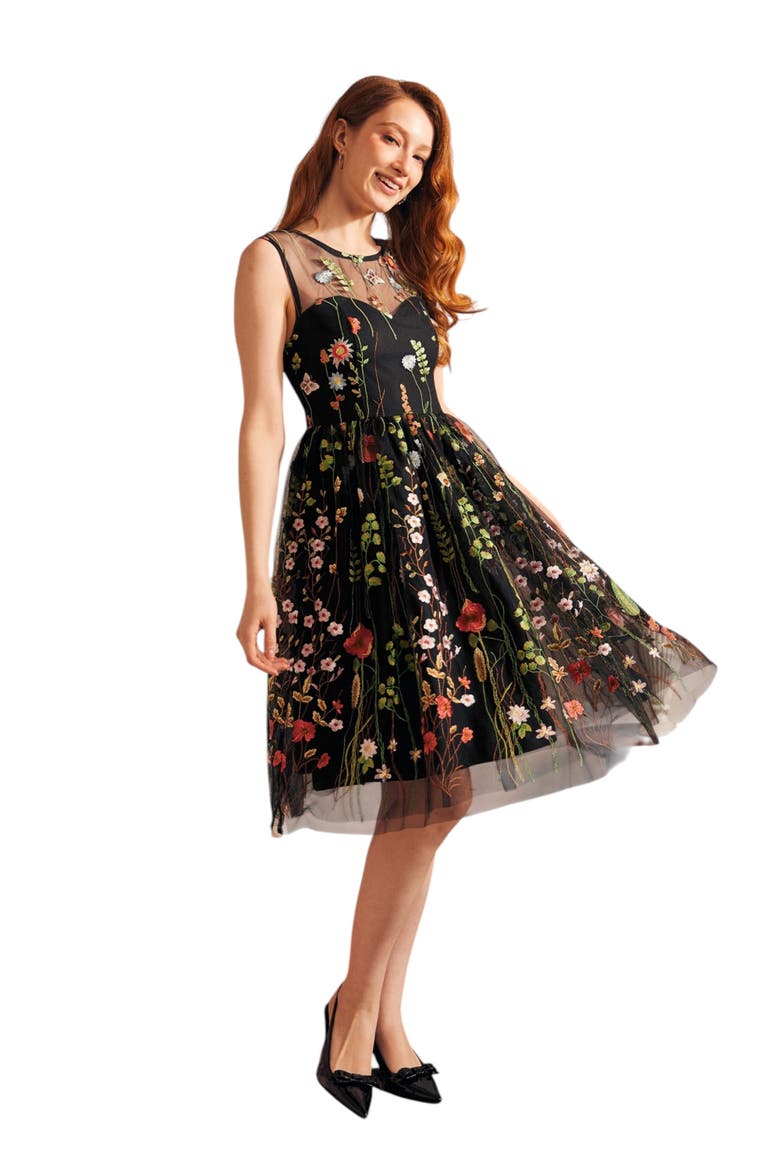Mystique Mirage Fit & Flare Party Dress, Main, color, Gothic Garden
